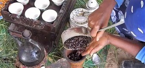 preparation for ethiopian coffee ceremony