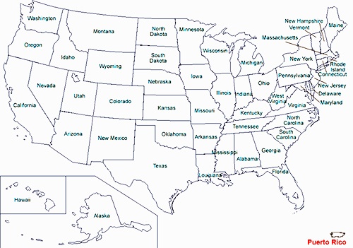 Puerto Rico location on US map
